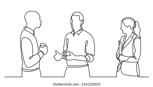 continuous line drawing of business people talking