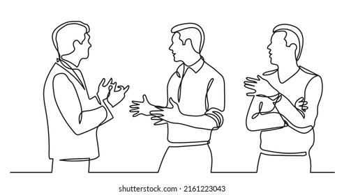 continuous line drawing of business people talking
