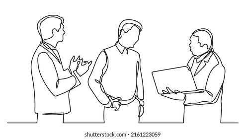 Continuous Line Drawing Of Business People Talking