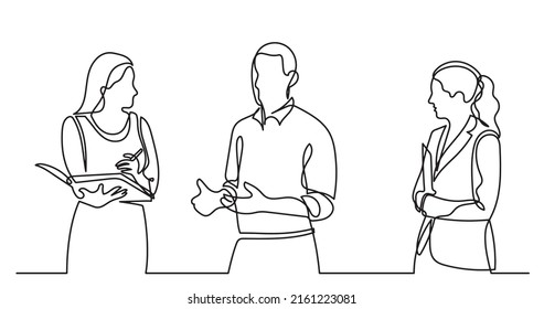 continuous line drawing of business people talking