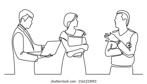 Continuous Line Drawing Business People Talking Stock Vector (Royalty ...