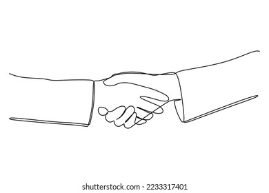 continuous line drawing of business people shaking hands