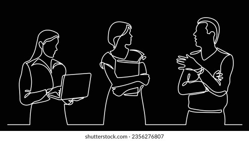 continuous line drawing of business people talking