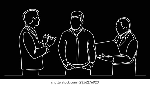 continuous line drawing of business people talking
