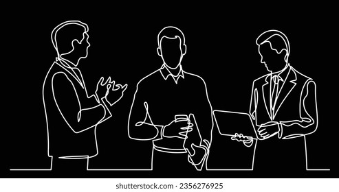 continuous line drawing of business people talking