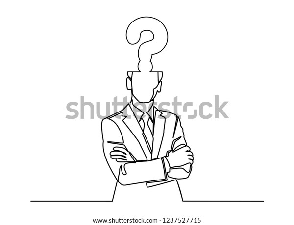 Continuous Line Drawing Business People Thinking Stock