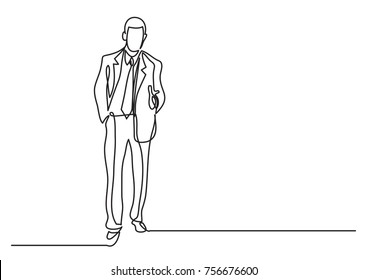 continuous line drawing of business person greeting