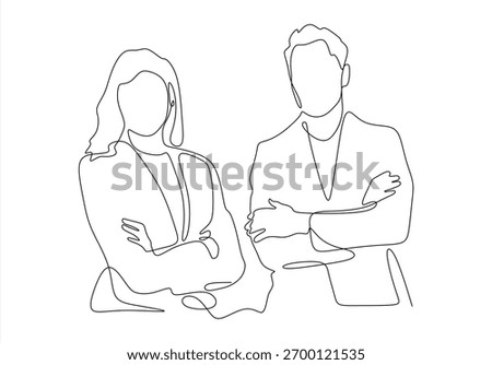 Continuous Line Drawing of Business Professionals. line icon-continuous line drawing. Editable stroke.	
