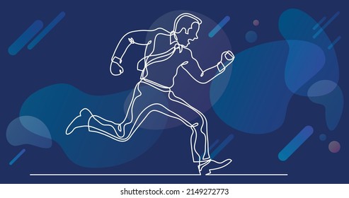 continuous line drawing of business situation - businessman running fast