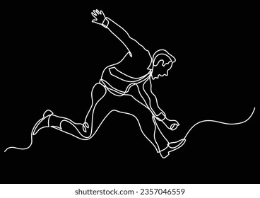 continuous line drawing of business situation - businessman running wild