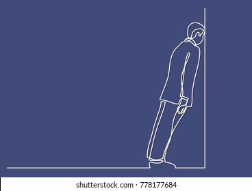 continuous line drawing of business situation - man stuck in dead end job svg