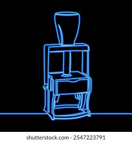 Continuous line drawing Business stamp seal of approval icon neon glow vector illustration concept