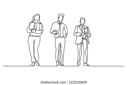 Continuous Line Drawing Business Team Walking Stock Vector (Royalty ...