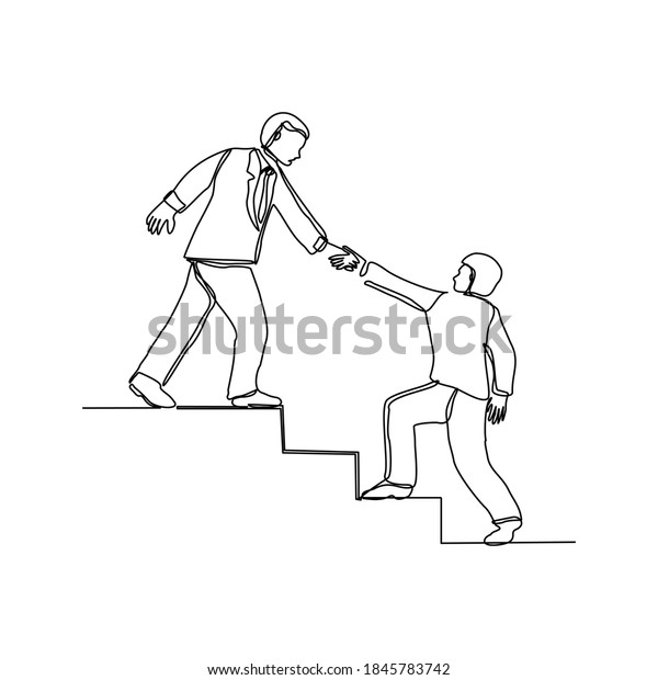 Continuous Line Drawing Business Team Work Stock Vector (royalty Free 