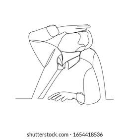 Dibujo continuo de empresarios en depresión. Ilustración del vector