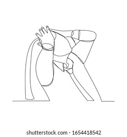 Continuous line drawing of businessman in depression. Vector illustration