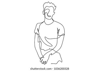 continuous line drawing of a businessman jumping vector illustration.