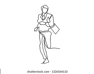 Continuous line, drawing of businessman running
Urgent business concept
Come late
Vector illustration