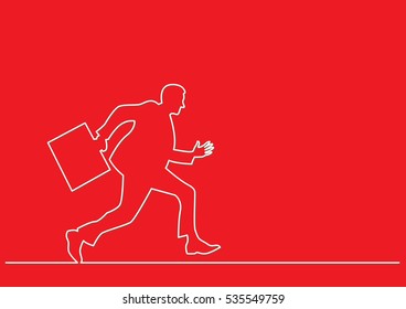 continuous line drawing of businessman running fast