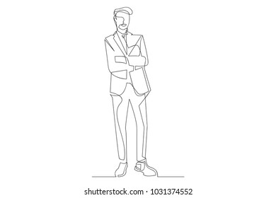 continuous line drawing of a businessman simple vector illustration