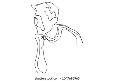 continuous line drawing of a businessman sitting concerned modern business concept, vector illustration.