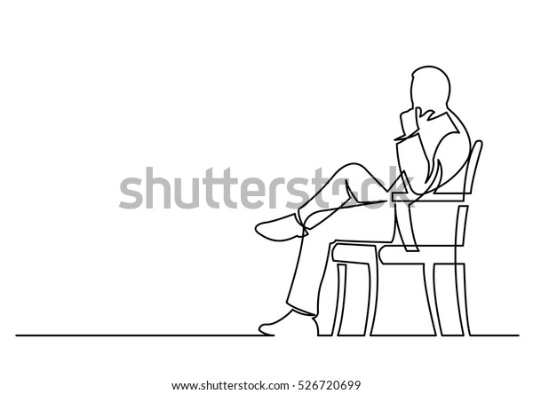 Continuous Line Drawing Businessman Sitting Thinking Stock Vector ...