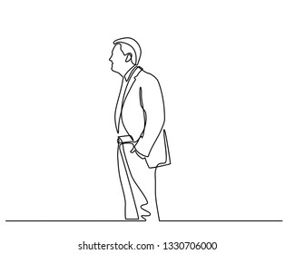 continuous line drawing of businessman standing. Isolated over white background. Vector