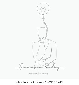 continuous line drawing. businessman thinking. simple vector illustration. businessman thinking concept hand drawing sketch line.