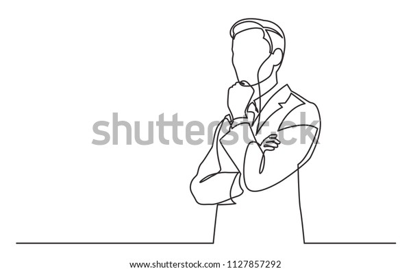 Continuous Line Drawing Businessman Thinking Hard Stock Vector (royalty 