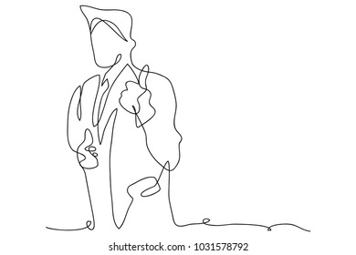 continuous line drawing of a businessman vector illustration