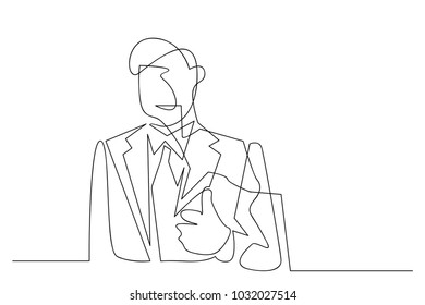 continuous line drawing of a businessman vector illustration