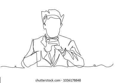 continuous line drawing of a businessman vector illustration