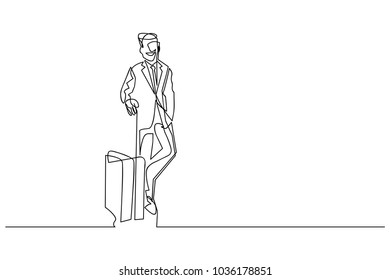 continuous line drawing of a businessman vector illustration