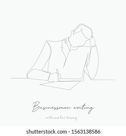 continuous line drawing. businessman writing document. simple vector illustration. businessman writing document concept hand drawing sketch line.