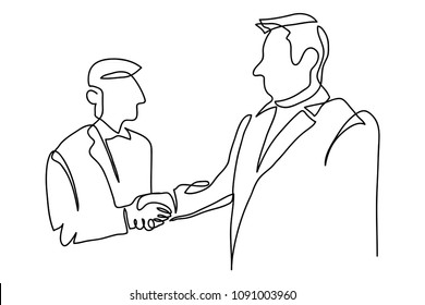 Continuous Line Drawing Businessmen Shaking Hands Stock Vector (Royalty ...