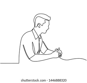 Continuous line drawing of businessmen are sitting relaxed. vector illustration isolated on white background