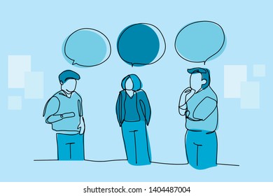 continuous line drawing Businessmen are talking Business interface