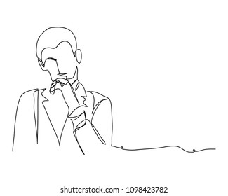 continuous line drawing of businessmen are thinking anxiously
Vector illustrations