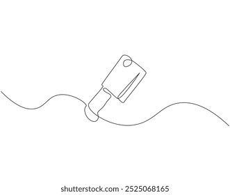 Desenho de linha contínua de faca de açougueiro. Ilustração de linha única de design de faca de carne. Utensílios de cozinha, açougueiro, conceito de equipamento de cozinha. Estrutura de tópicos editável