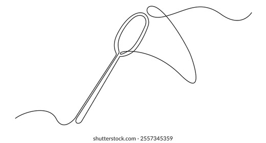 continuous line drawing of a butterfly net.one line drawing of a net for catching butterflies in the garden.single line vector illustration.isolated white background