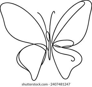 continuous line drawing of a butterfly. vector illustration