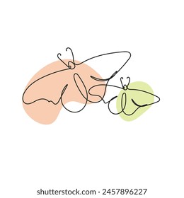 Continuous line drawing of butterfly. Vector illustration