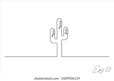 continuous line drawing of cactus tree	

