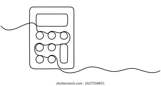  Continuous line drawing of calculator. Back to school. technology education. Icon one line, single line art, vector illustration, Financial Calculation Line Icon Design with Editable Stroke.