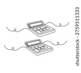 Continuous line drawing of a calculator for math and accounting concepts