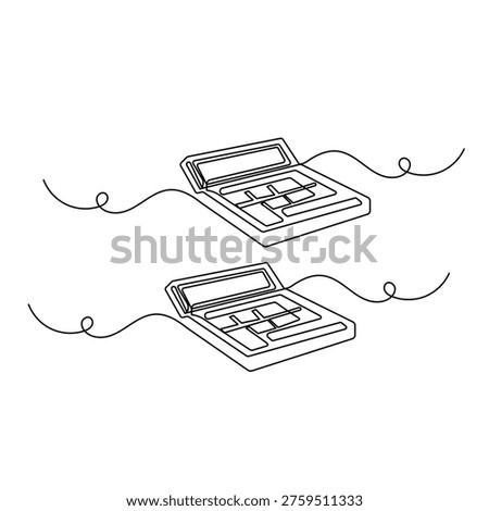Continuous line drawing of a calculator for math and accounting concepts