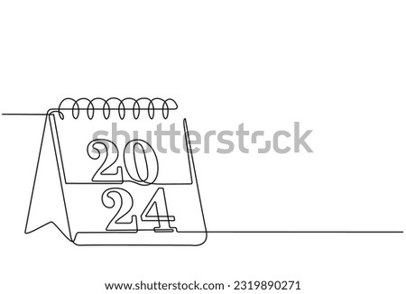 Continuous line drawing of calendar day icon with 1 january 2024. calendar icon in single line doodle style. New year's day 2024. Love. Date. Calendar icon, eps10 vector illustration