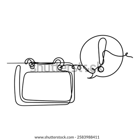 continuous line drawing calendar with exclamation point in the bubble talk illustration
