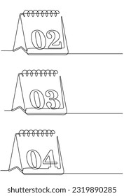 Continuous line drawing of calendar icon with dates beginning 1st to 31st. calendar icon in single line doodle style. Date. Calendar icon Dates 2,3,4 eps10 vector illustration