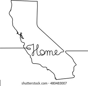 continuous line drawing of California home sign
